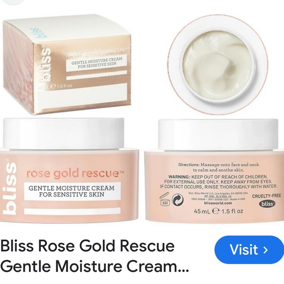 Bliss Rose Gold Rescue Moisturizer cream for sensitive skin. Vegan. 1.5 fl oz. - Picture 1 of 6